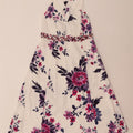 DEBUT Womens Sleeveless A-Line Dress UK 8 Small  White Floral Polyester Vintage Debut and Second-Hand Debut from Messina Hembry 