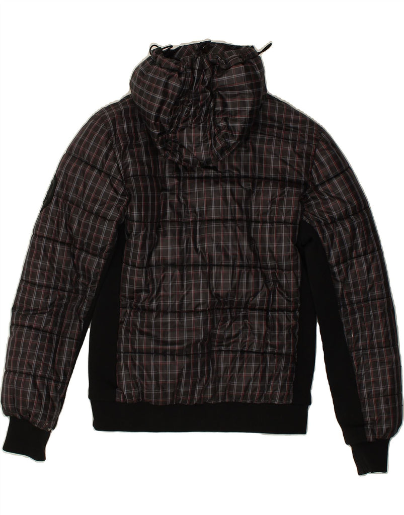 ENERGIE Mens Hooded Padded Jacket UK 38 Medium Grey Check | Vintage Energie | Thrift | Second-Hand Energie | Used Clothing | Messina Hembry 