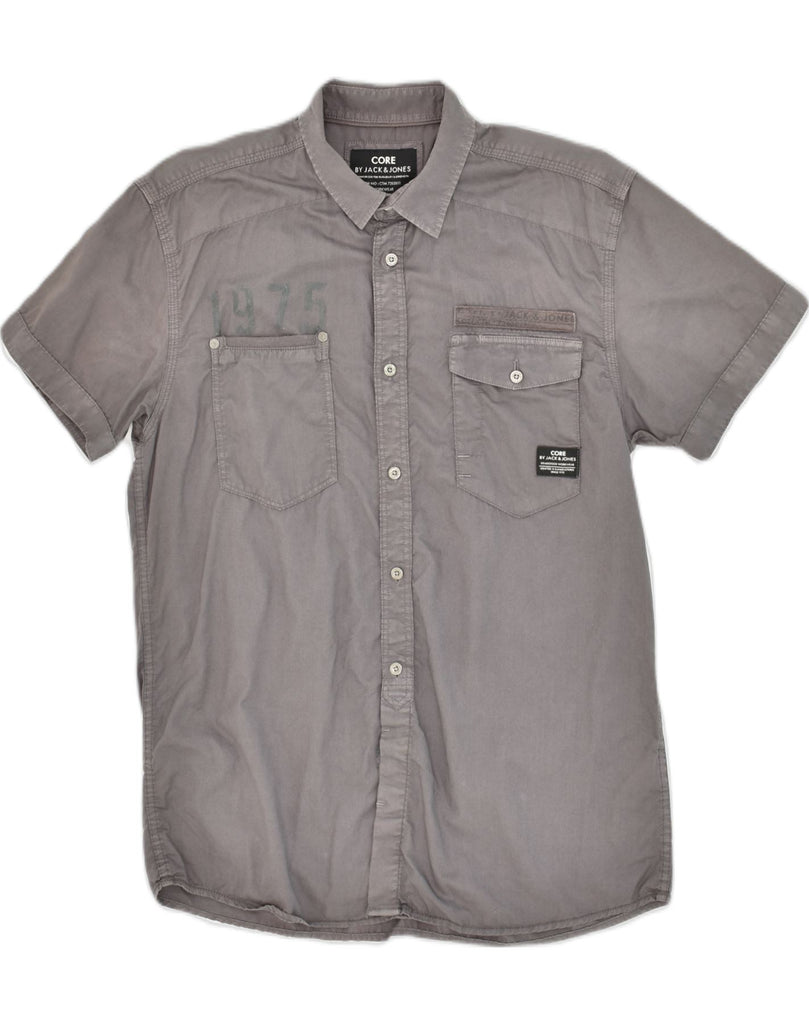 JACK & JONES Mens Core Short Sleeve Shirt Medium Grey Check Cotton | Vintage Jack & Jones | Thrift | Second-Hand Jack & Jones | Used Clothing | Messina Hembry 