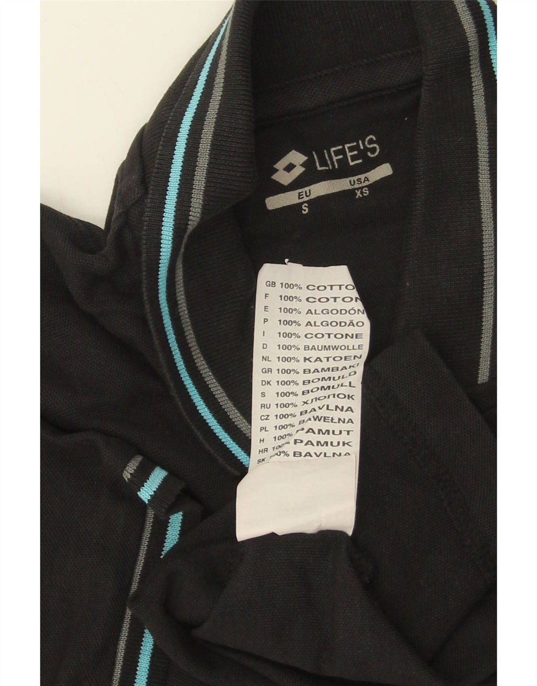 LOTTO Mens Polo Shirt XS Black Cotton