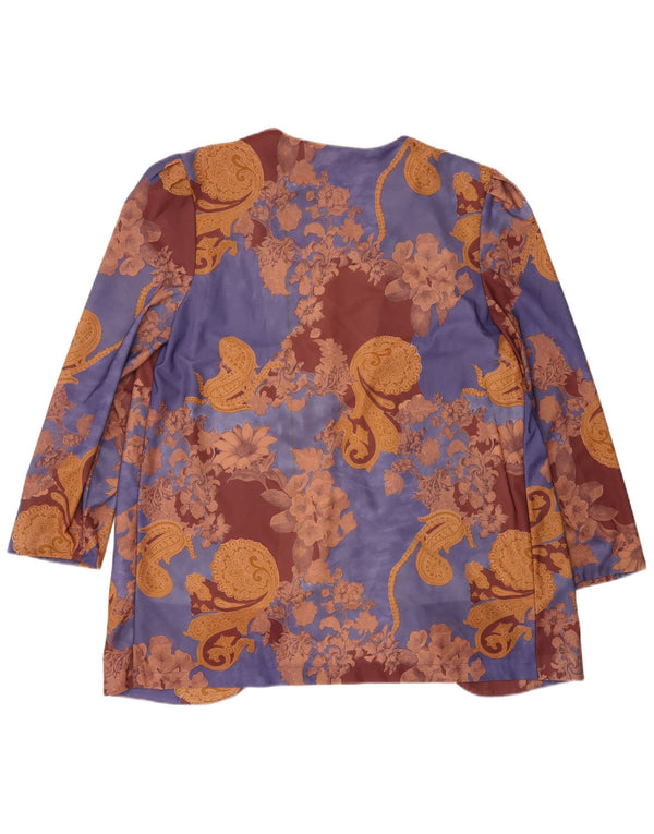 Vintage Womens Long Sleeve Cardigan Top UK 14 Large Multicoloured Floral