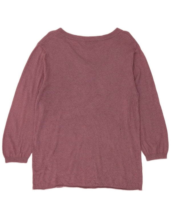 Mossimo Womens 3/4 Sleeve V-Neck Jumper Sweater UK 20 2XL Purple Rayon