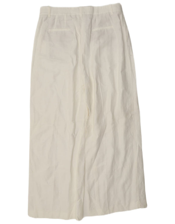 Zara Womens High Waist Wide Leg Chino Trousers Large W30 L31 White Viscose