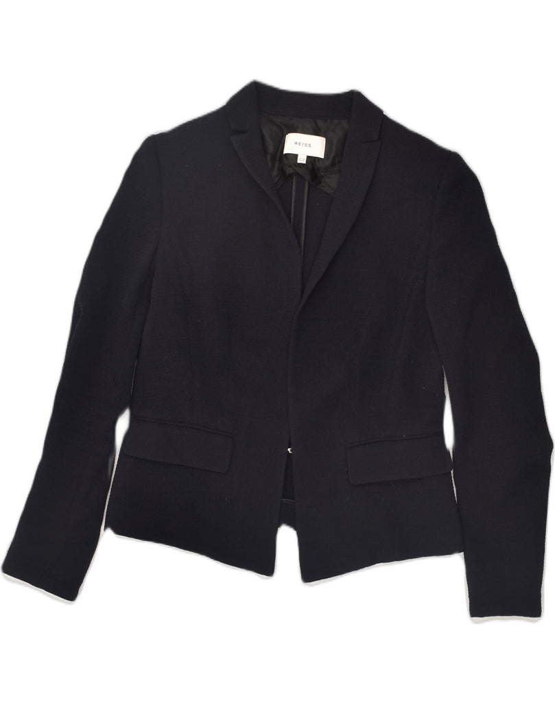 REISS Womens Blazer Jacket UK 10 Small  Navy Blue Polyester | Vintage Reiss | Thrift | Second-Hand Reiss | Used Clothing | Messina Hembry 