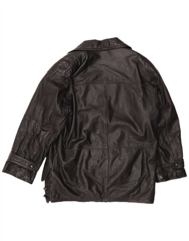 Marco Pierguidi Mens Leather Coat IT 50 Large Black