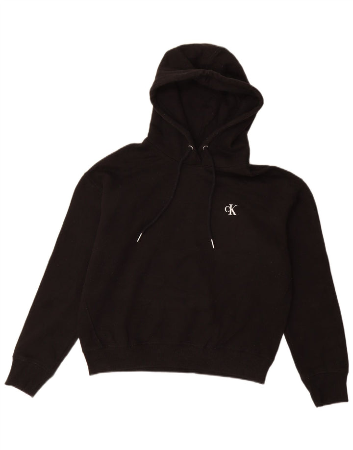 CALVIN KLEIN JEANS Womens Hoodie Jumper UK 14 Medium Black Cotton