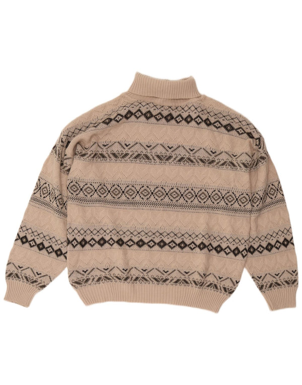 Starter Mens Roll Neck Jumper Sweater XL Beige Geometric Wool