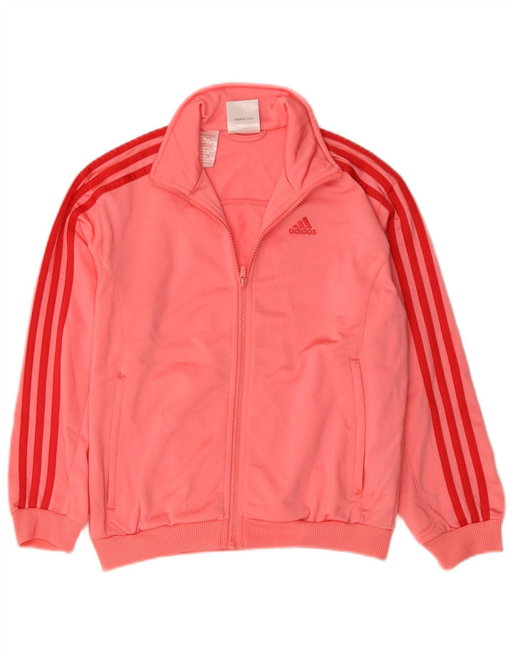 Adidas Girls Tracksuit Top Jacket 9-10 Years Pink Polyester