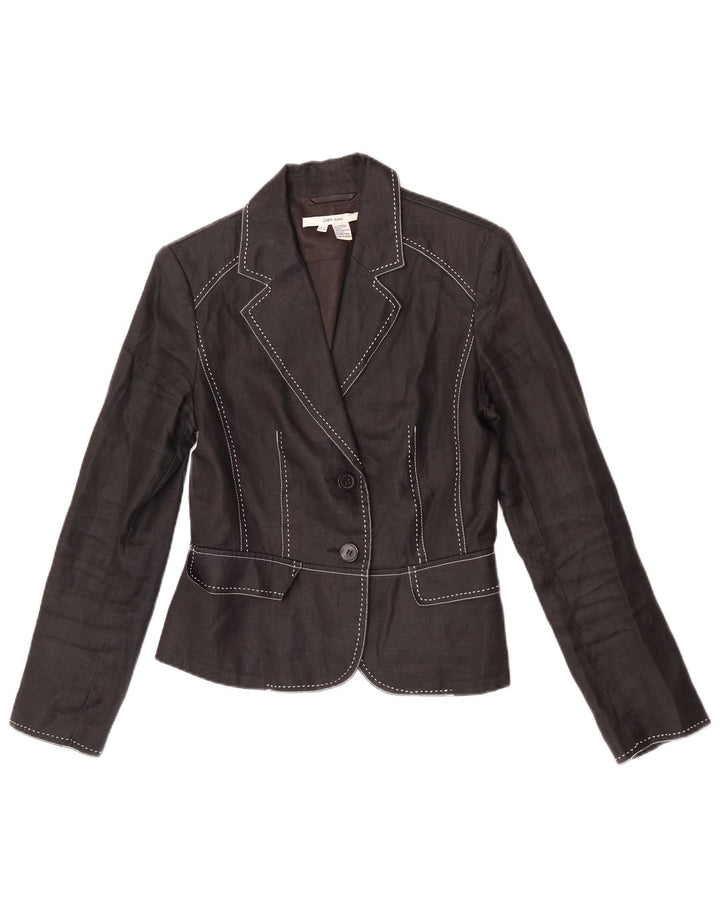 Zara Womens 2 Button Blazer Jacket EU 40 Medium Black Ramie