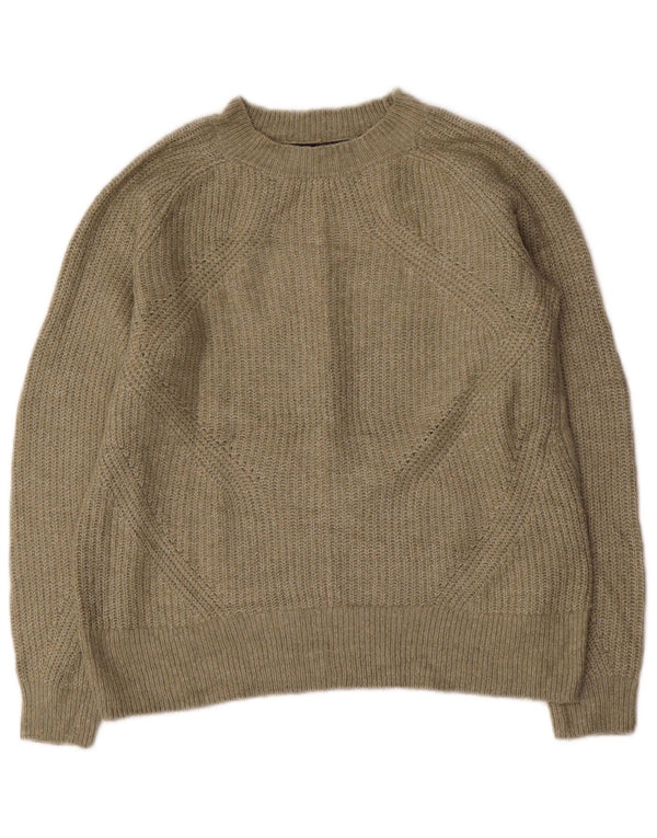 Marks & Spencer Womens Oversized Boat Neck Jumper Sweater UK 6 XS Khaki