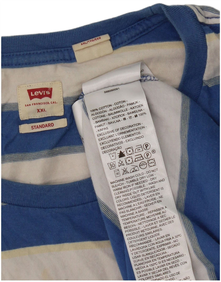 Levi's Mens Standard T-Shirt Top 2XL Blue Striped Cotton
