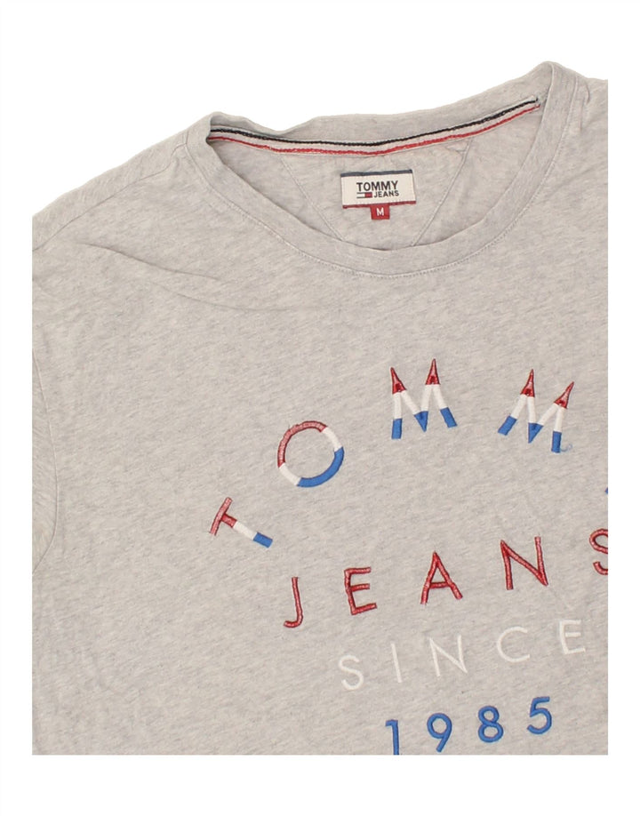 TOMMY HILFIGER Womens Graphic T-Shirt Top UK 14 Medium Grey Vintage Tommy Hilfiger and Second-Hand Tommy Hilfiger from Messina Hembry 