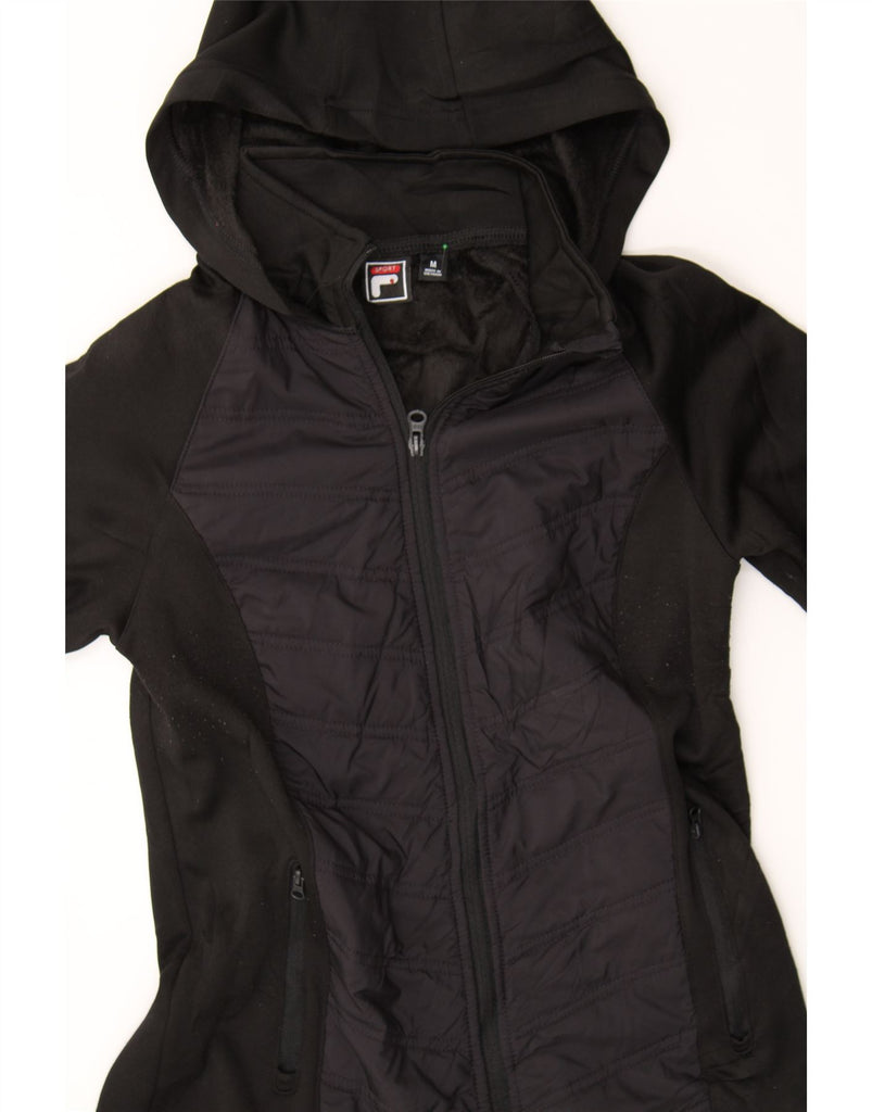FILA Womens Zip Hoodie Sweater UK 12 Medium Black Colourblock Polyester Vintage Fila and Second-Hand Fila from Messina Hembry 