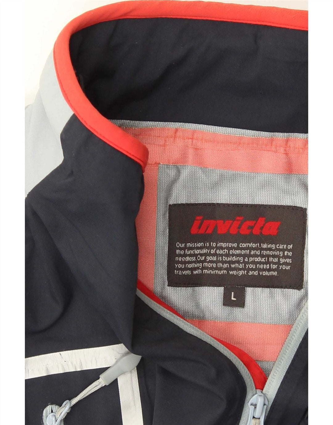 Invicta Womens Graphic Rain Jacket UK 16 Large Navy Blue Colourblock