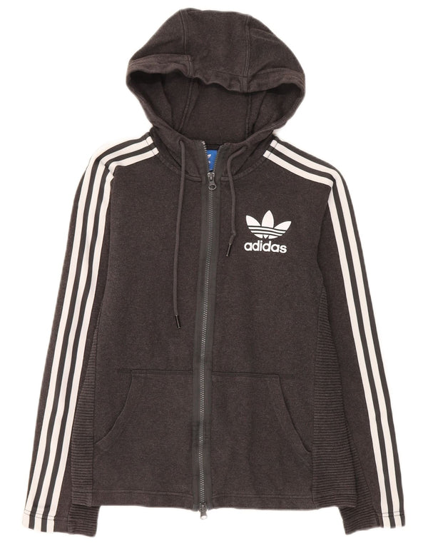 Adidas Womens Graphic Zip Hoodie Sweater UK 6 XS Grey Cotton