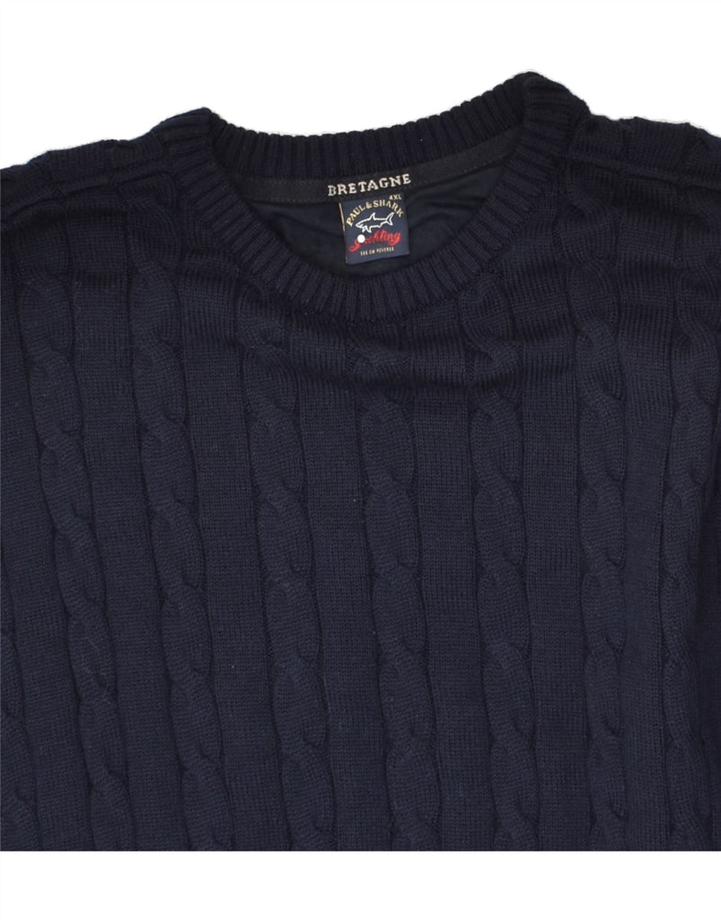 PAUL & SHARK Womens Slim Fit Crew Neck Jumper Sweater UK 26 4XL Navy Blue | Vintage Paul & Shark | Thrift | Second-Hand Paul & Shark | Used Clothing | Messina Hembry 