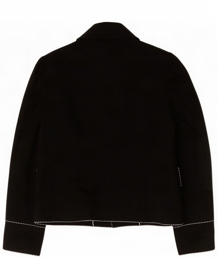 Monsoon Womens 5 Button Blazer Jacket UK 10 Small Black Cotton
