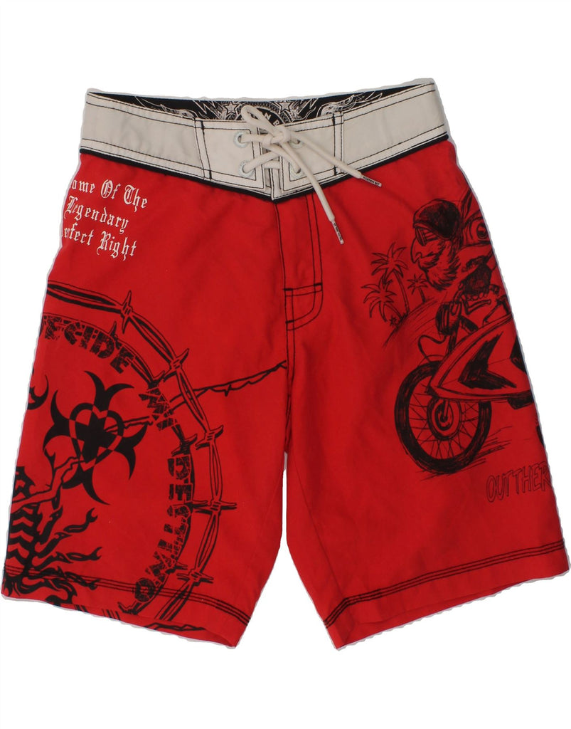 SCORPION BAY Boys Graphic Swimming Shorts 7-8 Years Medium Red Polyester | Vintage Scorpion Bay | Thrift | Second-Hand Scorpion Bay | Used Clothing | Messina Hembry 