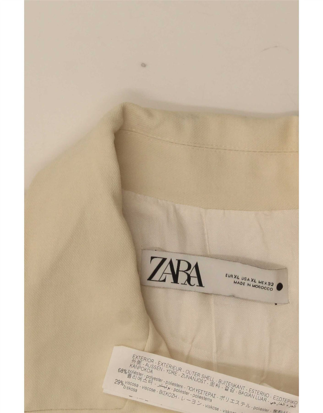Zara Womens Double Breasted Blazer Jacket UK 14 XL Off White Polyester