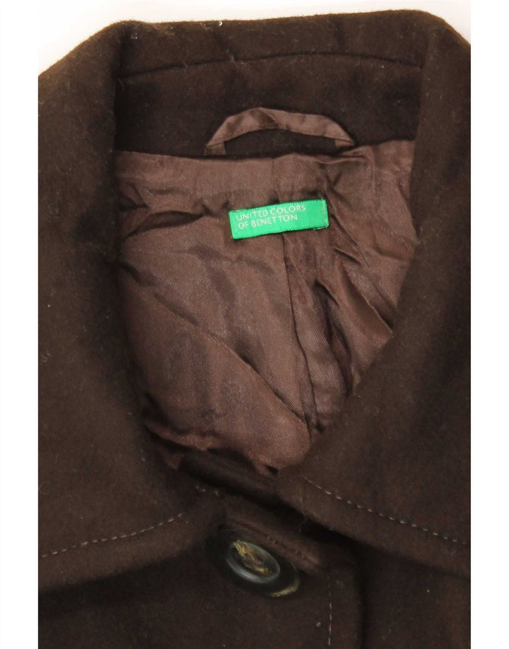 Benetton Womens Overcoat IT 46 Large Brown Wool