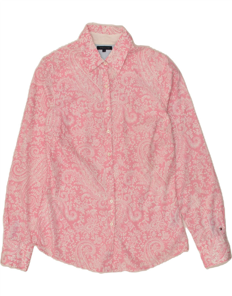 TOMMY HILFIGER Womens Shirt US 10 Large Pink Floral Cotton | Vintage Tommy Hilfiger | Thrift | Second-Hand Tommy Hilfiger | Used Clothing | Messina Hembry 