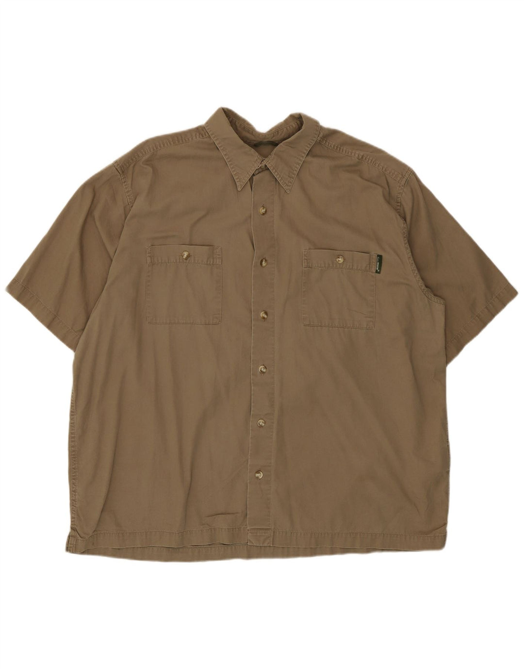 Eddie Bauer Mens Short Sleeve Shirt XL Beige Cotton