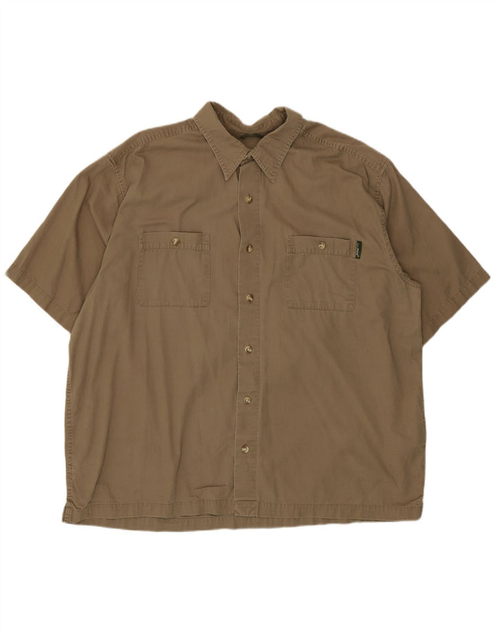 Eddie Bauer Mens Short Sleeve Shirt XL Beige Cotton