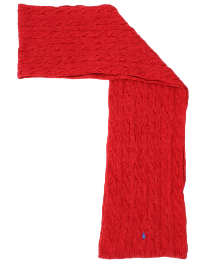 Ralph Lauren Mens Knit Rectangle Scarf One Size Red Cotton