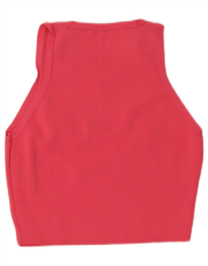 Zara Womens Crop Vest Top UK 12 Medium Pink Viscose