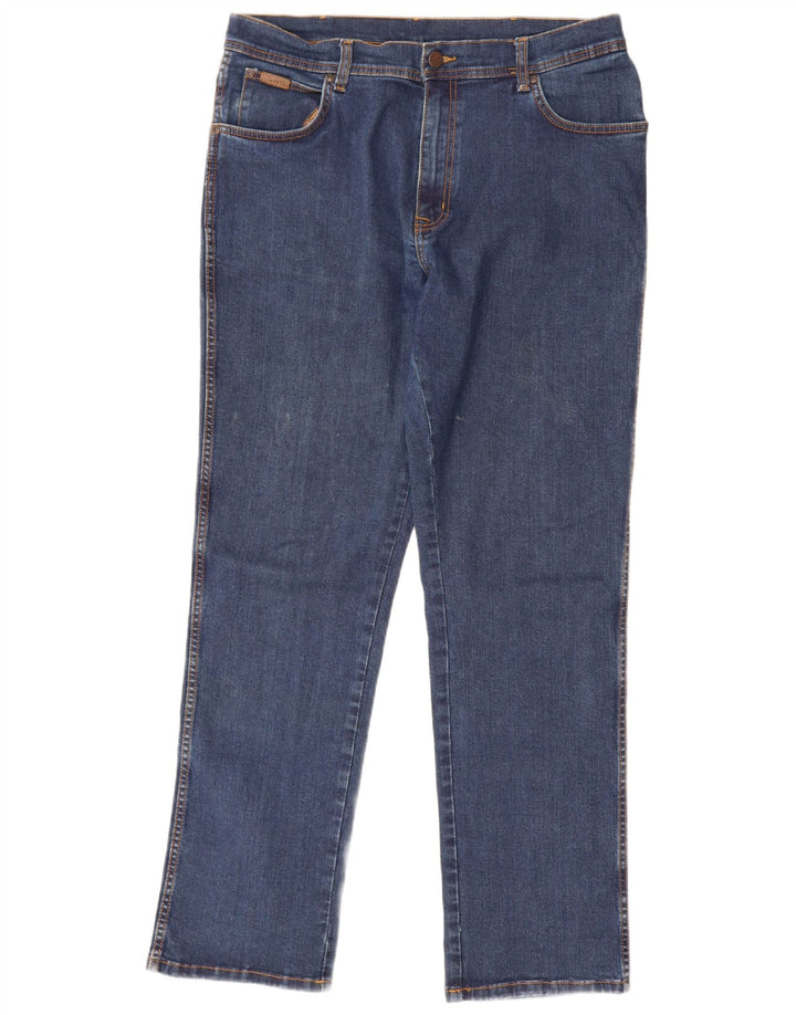 WRANGLER Mens Texas Stretch Straight Jeans W36 L34 Blue Cotton