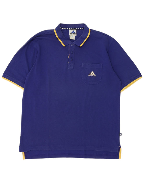 Adidas Mens Polo Shirt UK 42/44 Large Navy Blue Cotton