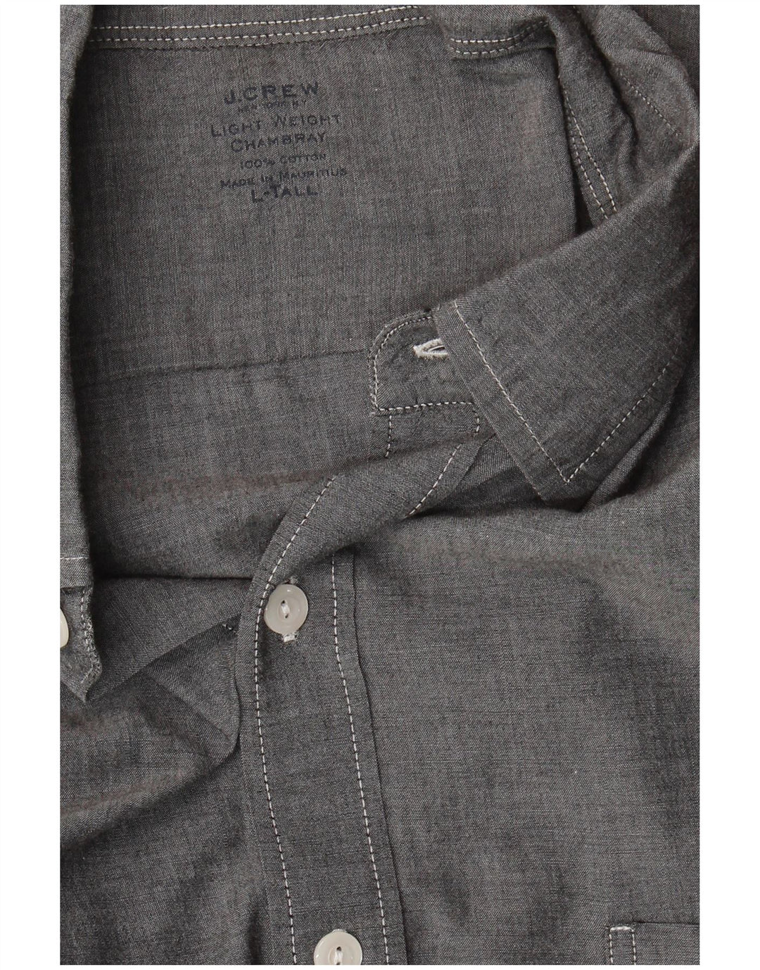 J. CREW Mens Tall Shirt Large Grey Cotton