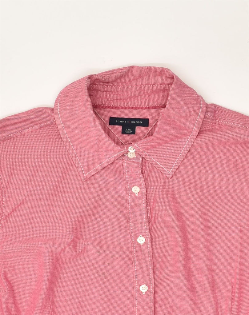 TOMMY HILFIGER Womens Shirt UK 16 Large Pink Cotton | Vintage Tommy Hilfiger | Thrift | Second-Hand Tommy Hilfiger | Used Clothing | Messina Hembry 