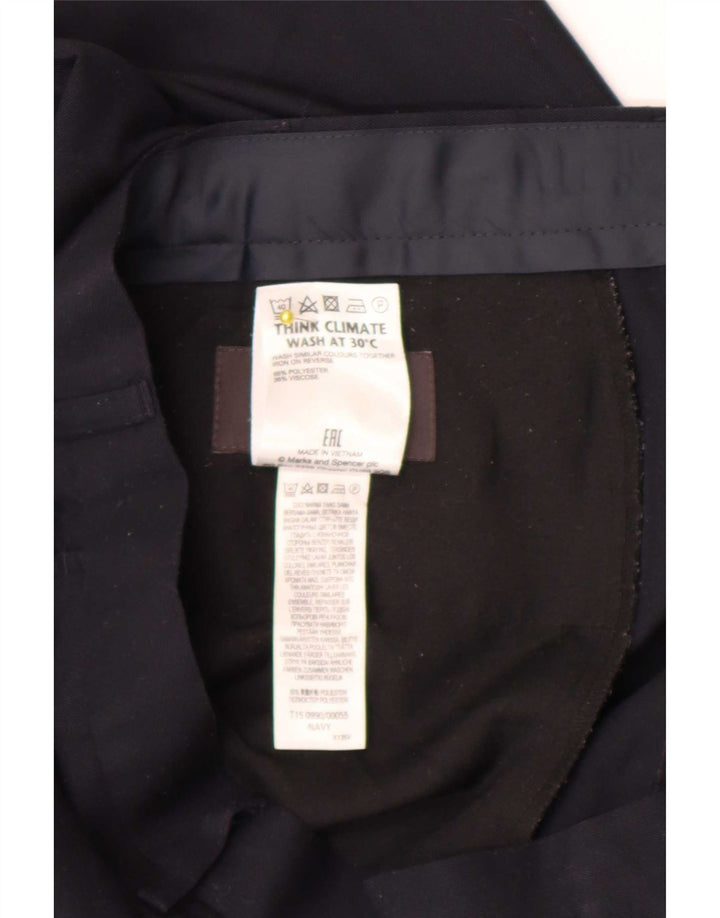 Marks & Spencer Mens Regular Fit Suit Trousers W42 L31 Navy Blue Polyester