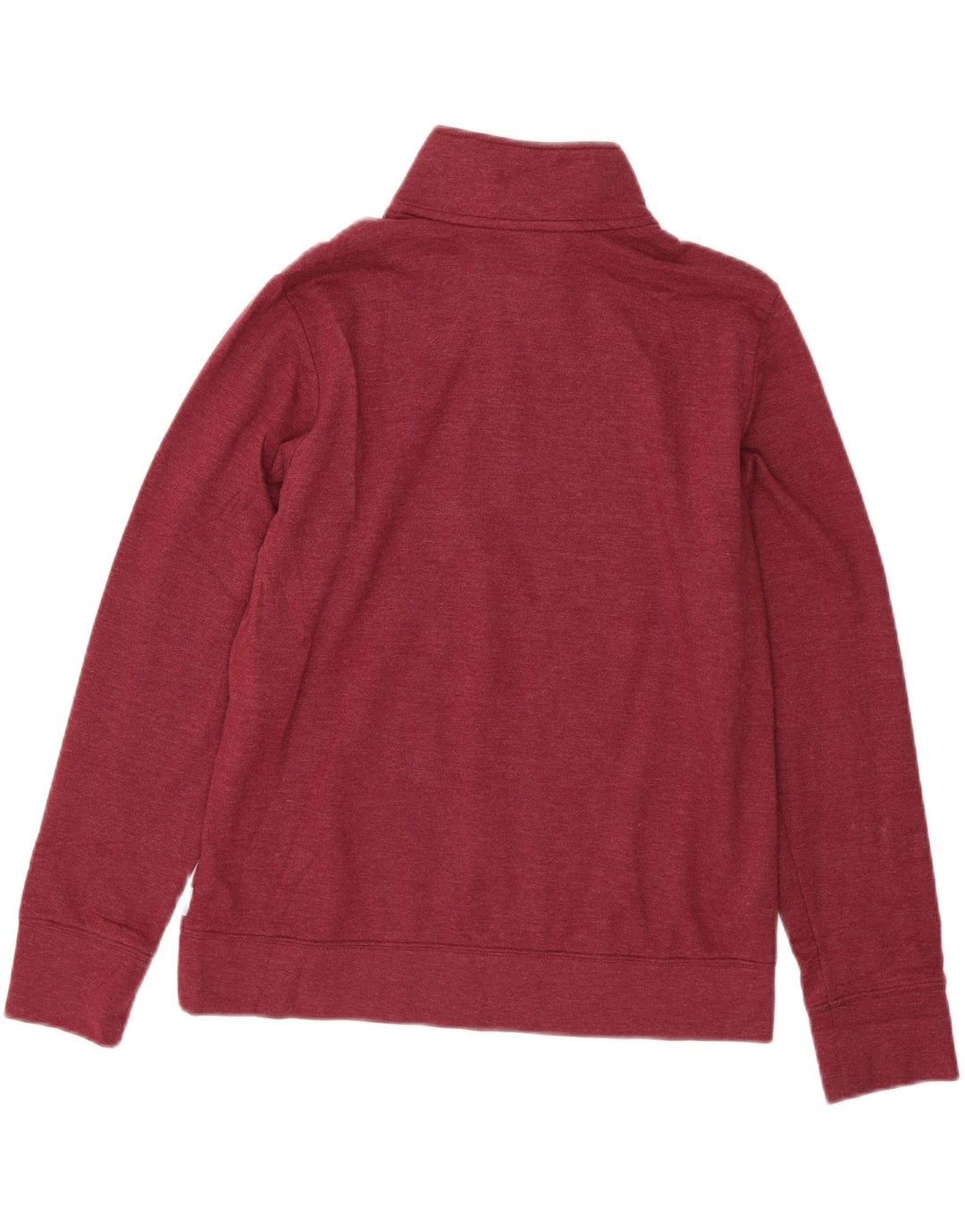 EDDIE BAUER Womens Zip Neck Sweatshirt Jumper UK 10 Small Burgundy Cotton