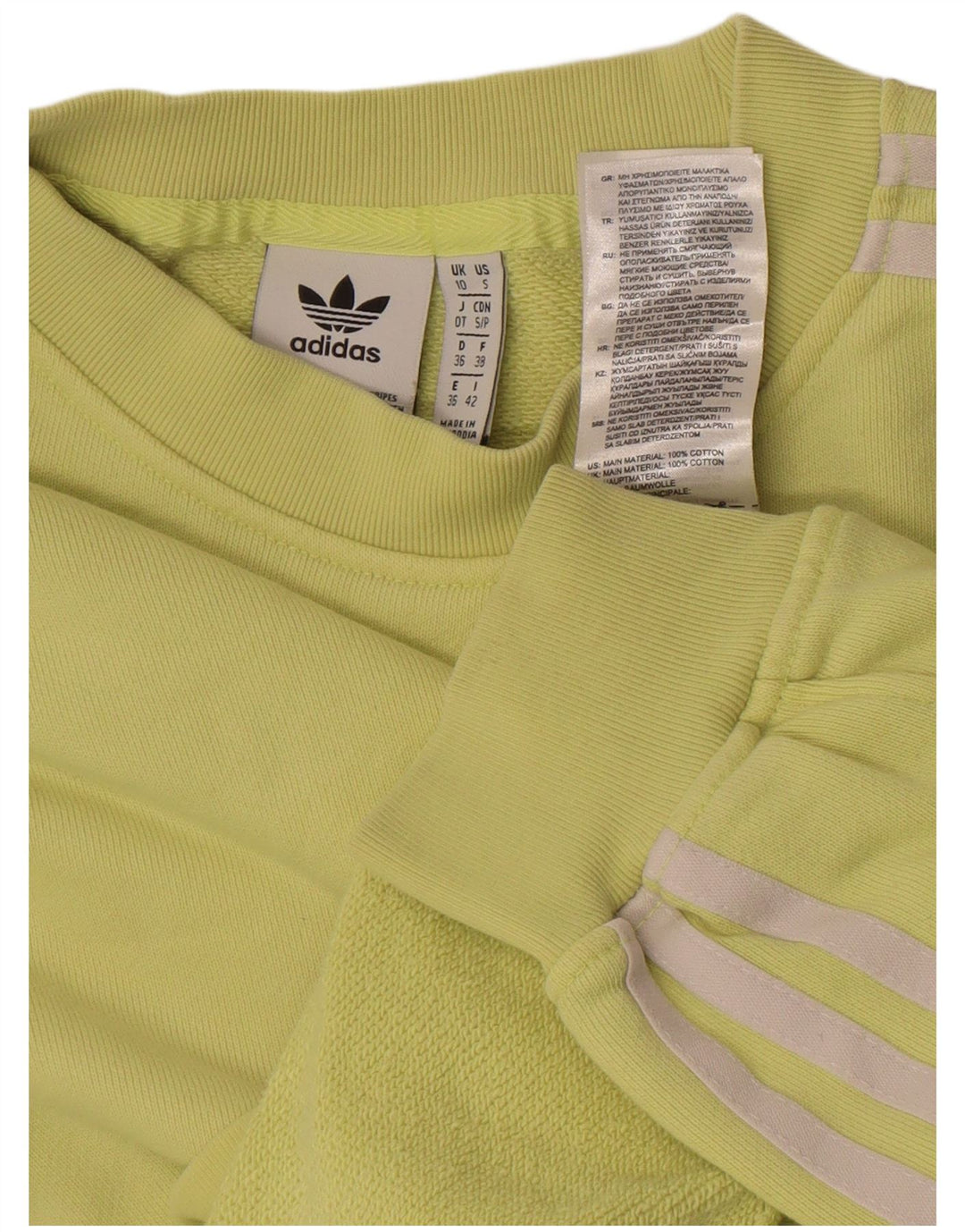 Adidas Womens Oversized Sweatshirt Jumper UK 10 Small Yellow Cotton
