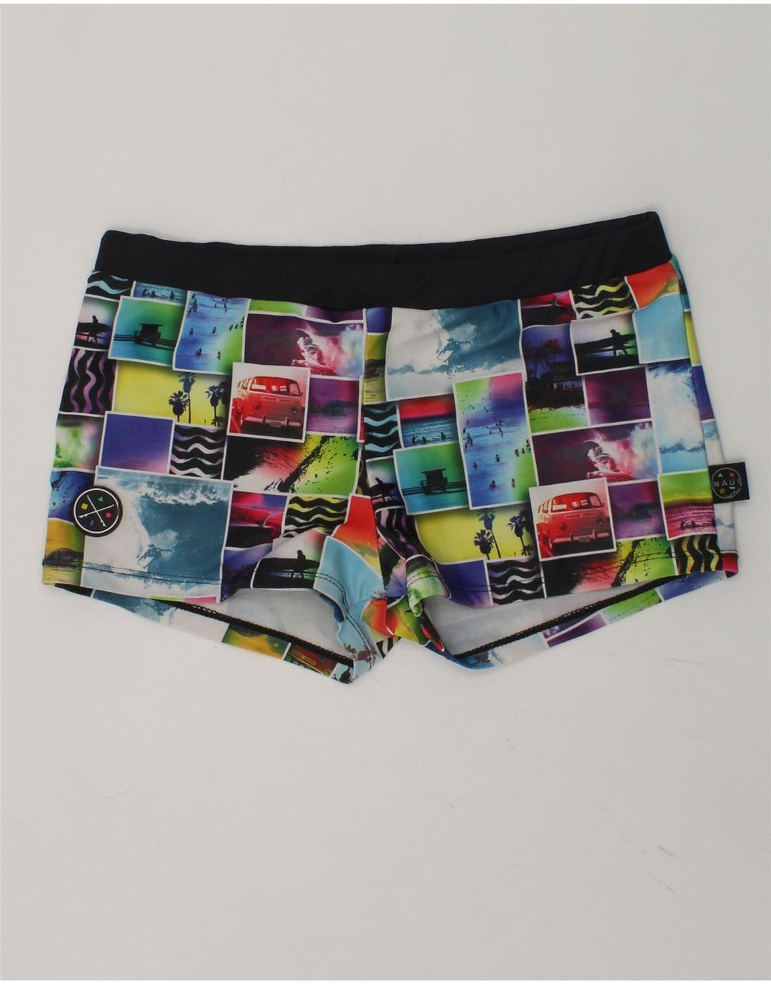 MAUI AND SONS Boys Swimming Shorts 11-12 Years Black Patchwork | Vintage Maui and Sons | Thrift | Second-Hand Maui and Sons | Used Clothing | Messina Hembry 