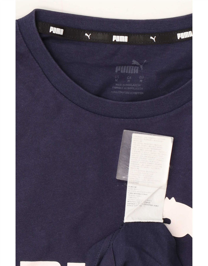 Puma Mens Graphic T-Shirt Top Medium Navy Blue Cotton