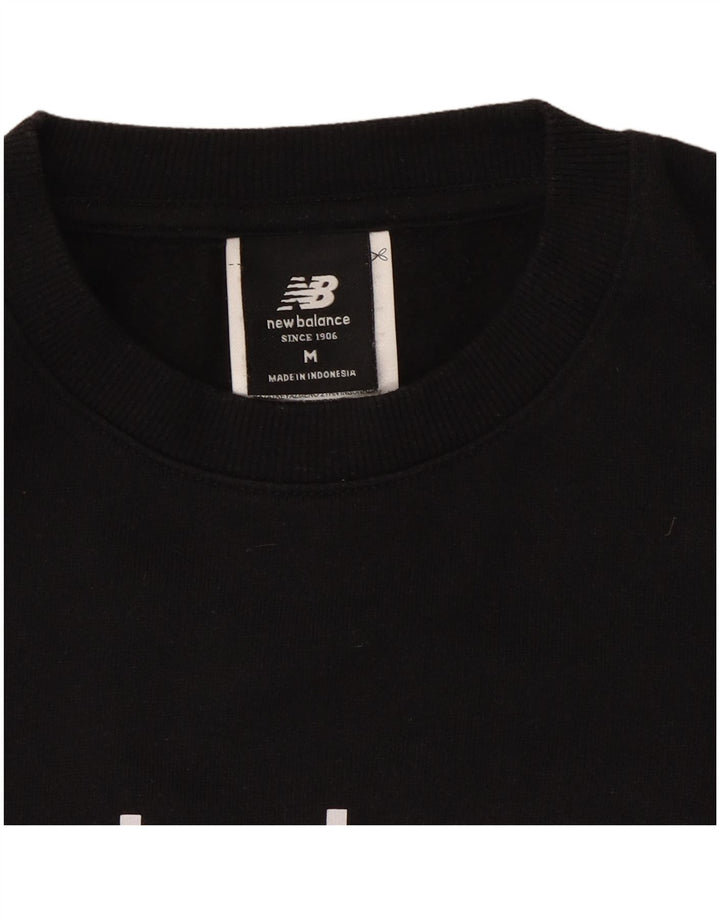 NEW BALANCE Womens Oversized Graphic Sweatshirt Jumper UK 14 Medium Black