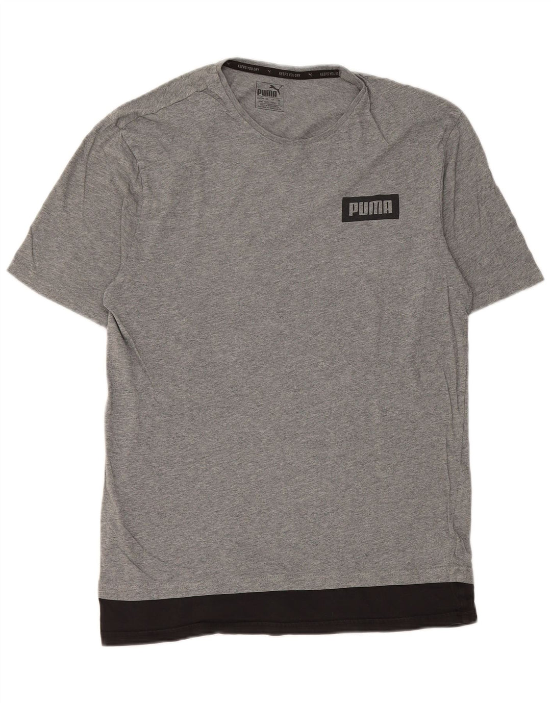 Puma Mens Graphic T-Shirt Top Medium Grey Colourblock Cotton