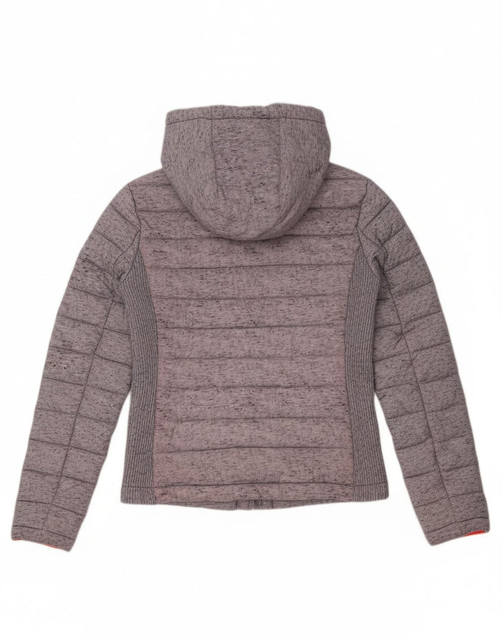 Superdry Womens Hooded Padded Jacket UK 8 XS Grey Colourblock Polyester