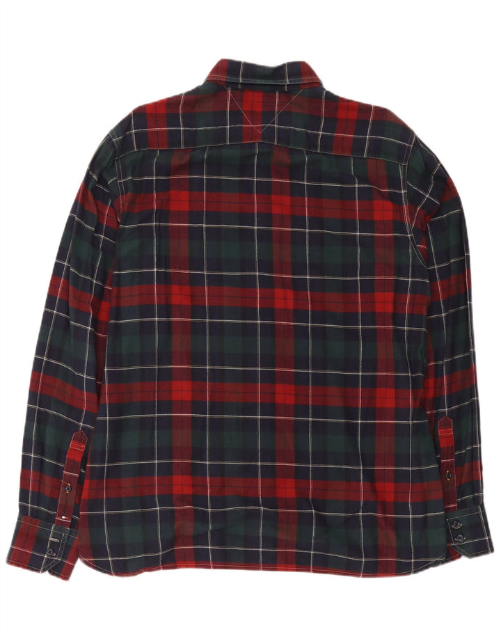 Tommy Hilfiger Mens Flannel Shirt Large Red Check Cotton