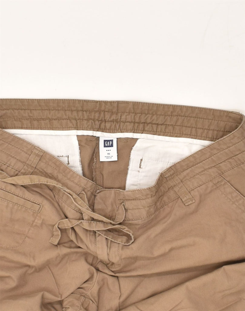 GAP Womens Wide Leg Cropped Trousers UK 16 Large W32 L25 Brown Cotton | Vintage Gap | Thrift | Second-Hand Gap | Used Clothing | Messina Hembry 