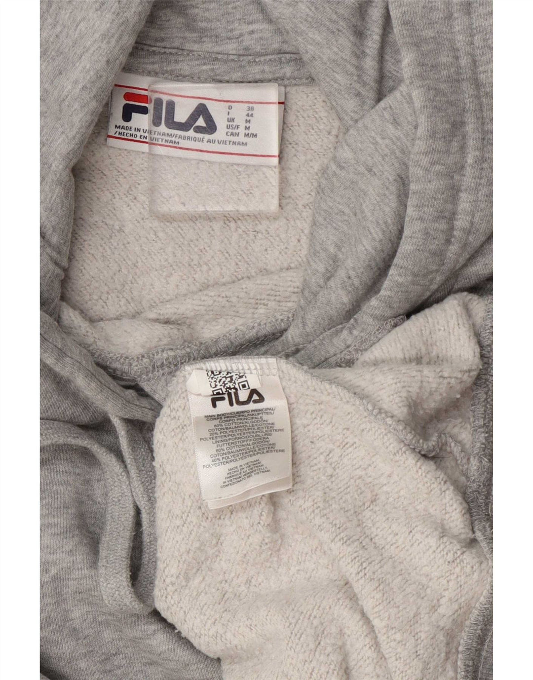 Fila Womens Hoodie Jumper UK 14 Medium Grey Cotton