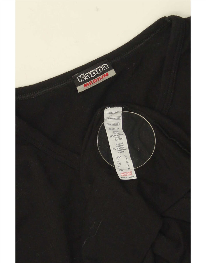 Kappa Womens T-Shirt Top UK 12 Medium Black Cotton