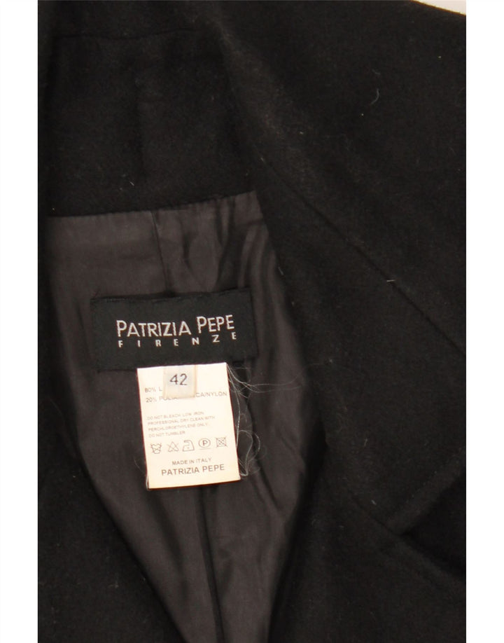 Patrizia Pepe Womens Overcoat IT 42 Medium Black Wool