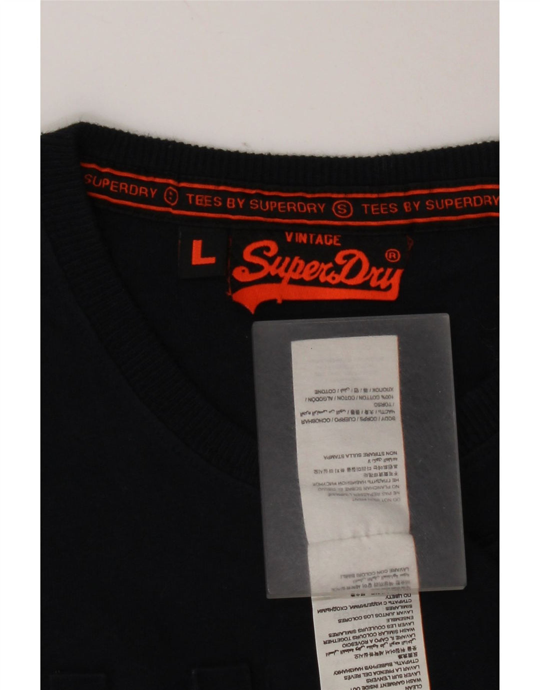 Superdry Mens Graphic T-Shirt Top Large Navy Blue Cotton