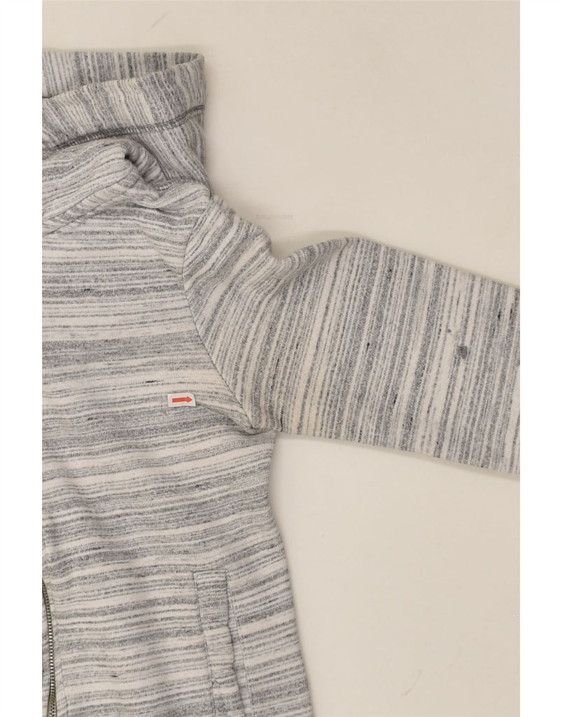 SUPERDRY Womens Zip Hoodie Sweater UK 10 Small Grey Striped Cotton | Vintage Superdry | Thrift | Second-Hand Superdry | Used Clothing | Messina Hembry 