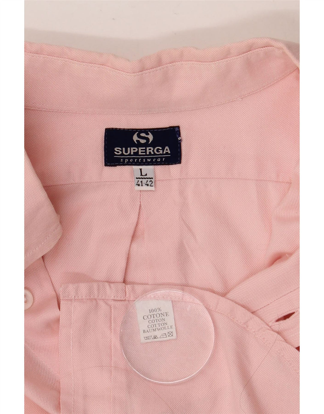 SUPERGA Mens Shirt Size 41/42 Large Pink Cotton