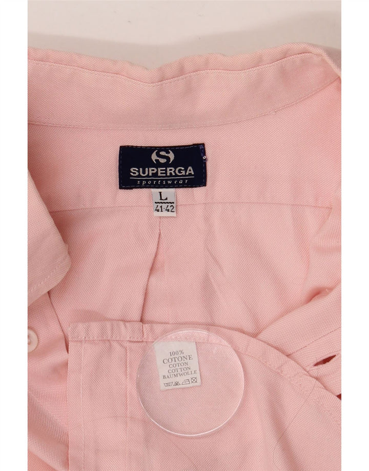 SUPERGA Mens Shirt Size 41/42 Large Pink Cotton